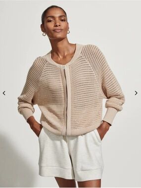 Varley  Cameron Zip Through Knit Cardigan - Moon Tan - Size Extra Small XS